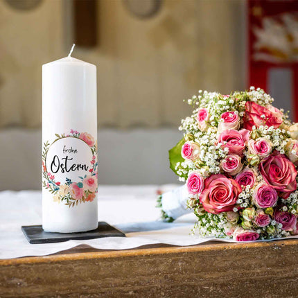 SEO. Große Kerze "Blumenkranz" zu Ostern - Linkreich