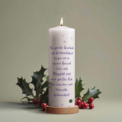 SEO. Große Kerze "Christmas Ornament" bedruckt mit Namen & Wunschtext zu Weihnachten - Linkreich