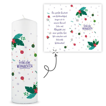 SEO. Große Kerze "Christmas Ornament" bedruckt mit Namen & Wunschtext zu Weihnachten - Linkreich