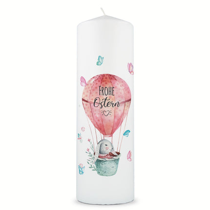 SEO. Große Kerze "Frohe Ostern" - Rosa Linkreich