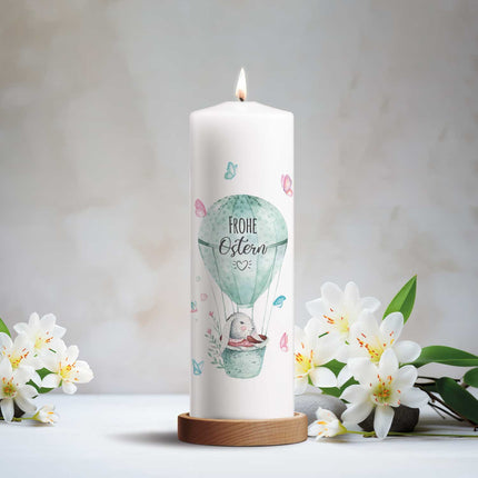 SEO. Große Kerze "Frohe Ostern" - Rosa Linkreich