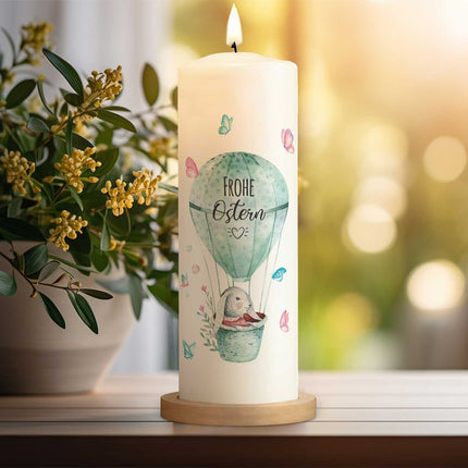 SEO. Große Kerze "Frohe Ostern" - Rosa Linkreich