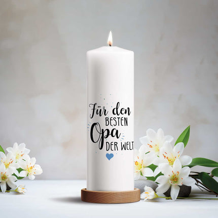 SEO. Große Kerze "Für die beste Oma / den besten Opa der Welt" - Opa Linkreich
