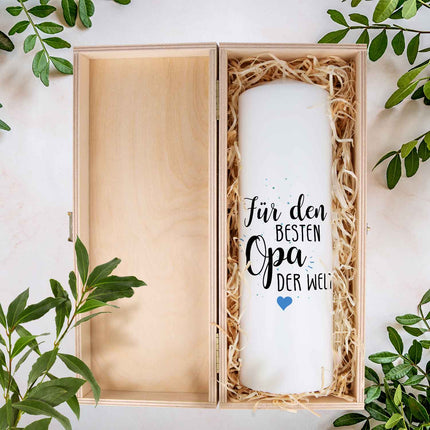 SEO. Große Kerze "Für die beste Oma / den besten Opa der Welt" - Opa Linkreich