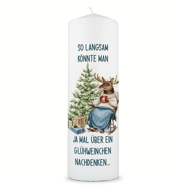 SEO. Große Kerze "Glühwein Elch" zu Weihnachten - Linkreich