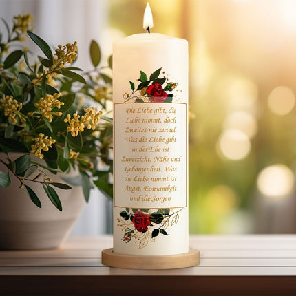 SEO. Große Kerze "Goldene Hochzeit" - Hochzeitskerze mit Namen, Datum & Wunschtext - mit Kiste Linkreich