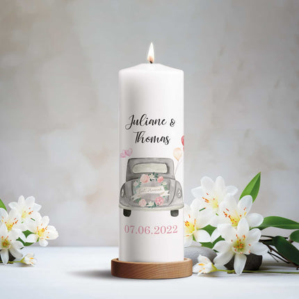 SEO. Große Kerze "Just Married" - Hochzeitskerze mit Namen, Datum & Wunschtext - Linkreich