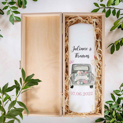 SEO. Große Kerze "Just Married" - Hochzeitskerze mit Namen, Datum & Wunschtext - Linkreich