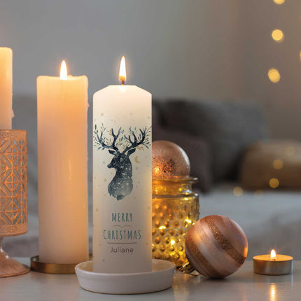 SEO. Große Kerze "Rentier" bedruckt mit Namen zu Weihnachten - Linkreich