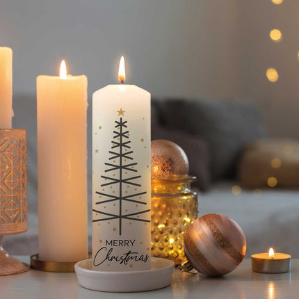 SEO. Große Kerze "Tannenbaum modern" zu Weihnachten - Linkreich