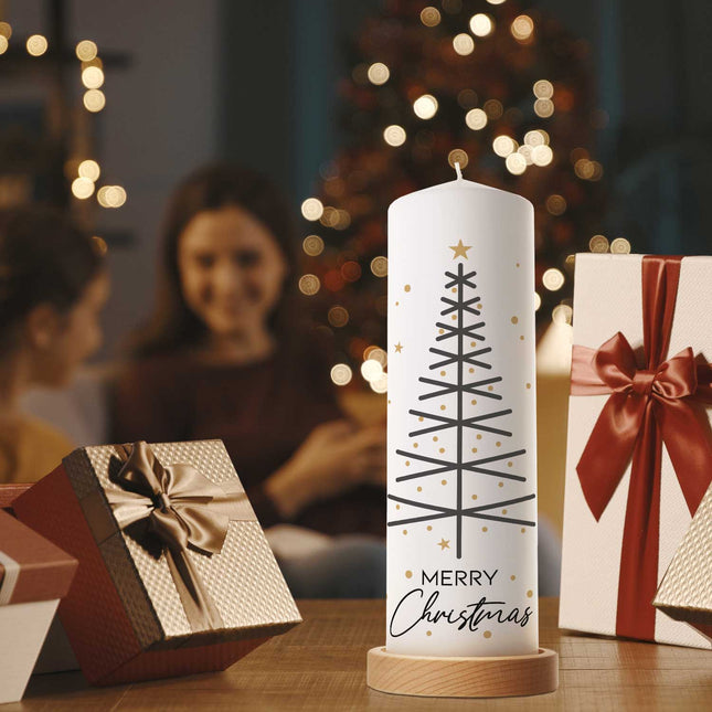 SEO. Große Kerze "Tannenbaum modern" zu Weihnachten - Linkreich
