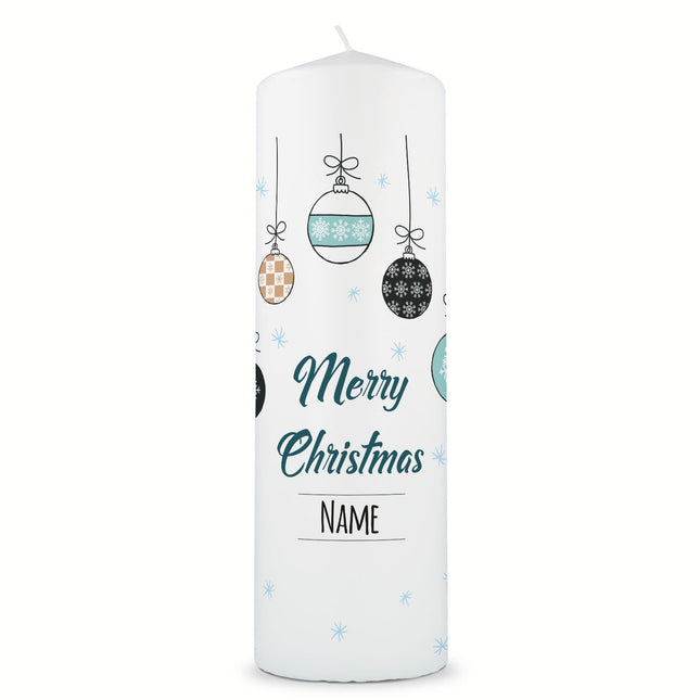 SEO. Große Kerze "Weihnachtskugel" mit eigenem Namen zu Weihnachten - Blau Linkreich