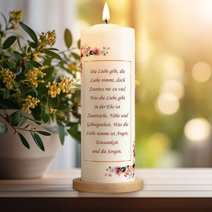 SEO. Große Kerze "Wir sagen Ja" - Hochzeitskerze mit Namen, Datum und Wunschtext - Linkreich