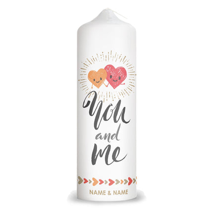 SEO. Große Kerze "You and Me" mit Namen für Paare - Linkreich