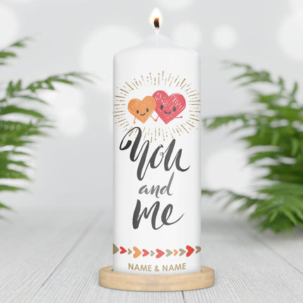SEO. Große Kerze "You and Me" mit Namen für Paare - Linkreich