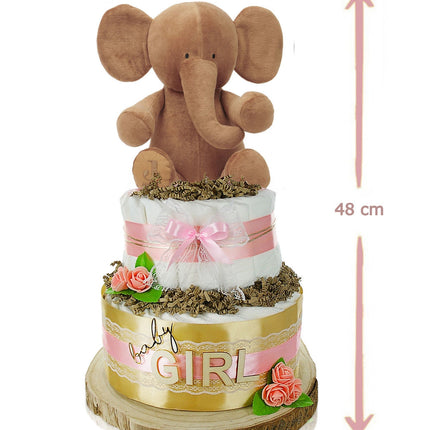 Große Windeltorte 2-stöckig | LITTLE PEANUT rosa | personalisierbar