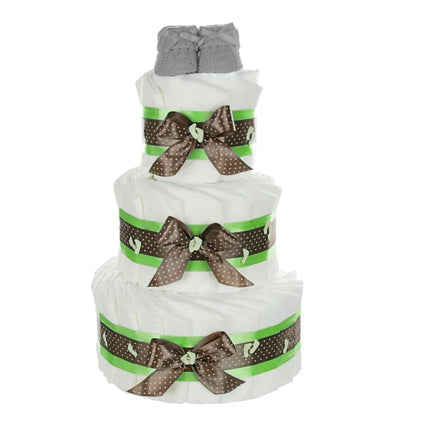 Windeltorte mit Babybooties grün