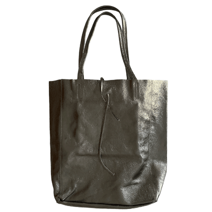 Leder Shopper mit Innentasche Altsilber