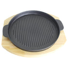Guss Bratpfanne auf Holzplatte 22cm Durchmesser