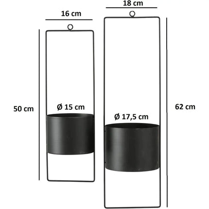 Hängetopf Blumentopf Metall schwarz indoor outdoor Balkon Fenster Blumenampel 2er set