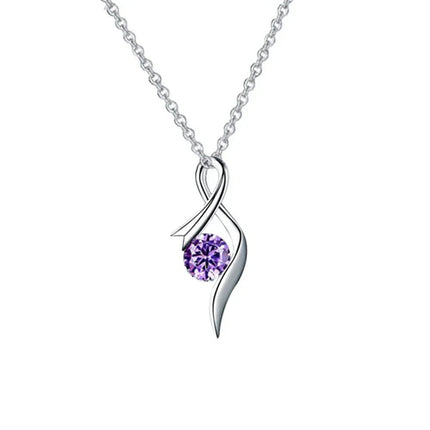 Halskette mit violettem Zirkonia-Anhänger - Linkreich
