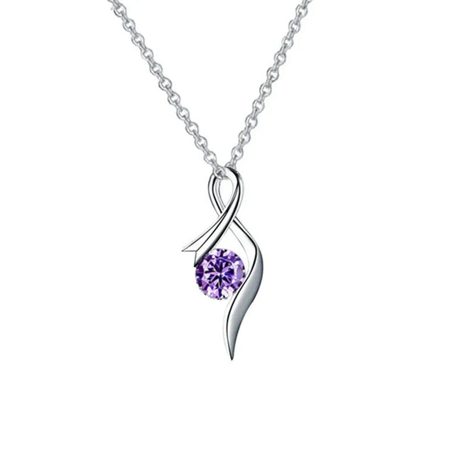 Halskette mit violettem Zirkonia-Anhänger - Linkreich