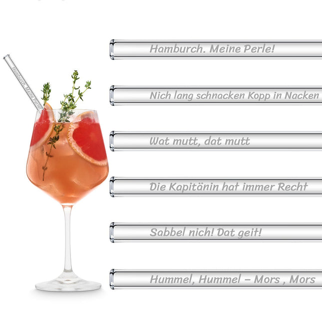 Hamburg Sprüche Glasstrohhalme Edition 6 gravierte lustige Norddeutsch Witze (Glastrinkhalme) kaufen bei Linkreich – Jetzt entdecken!