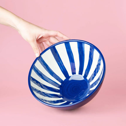 SEO. Handgefertigte Keramik - Servierschüssel Costa Azul – Blau & Weiß | Alfar Tierra Cocida - Linkreich