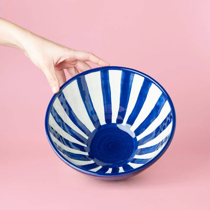 SEO. Handgefertigte Keramik - Servierschüssel Costa Azul – Blau & Weiß | Alfar Tierra Cocida - Linkreich