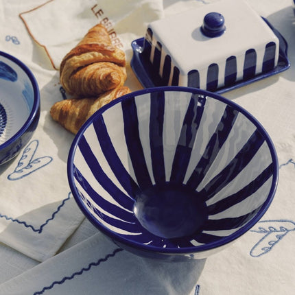 SEO. Handgefertigte Keramik - Servierschüssel Costa Azul – Blau & Weiß | Alfar Tierra Cocida - Linkreich