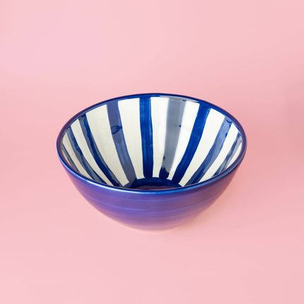 SEO. Handgefertigte Keramik - Servierschüssel Costa Azul – Blau & Weiß | Alfar Tierra Cocida - Linkreich