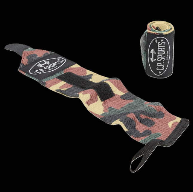 SEO. Handgelenkbandagen - mit starkem Klettverschluss & Daumenspannschlaufe - C.P - T18 - Camo Olive Grün Linkreich