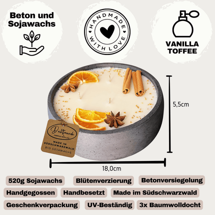 Handgemachte Betonkerze "Big Black" Duft Vanilla Toffee von DochtFreunde (Duftkerze) kaufen bei Linkreich – Jetzt entdecken!