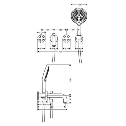 Hansgrohe "Axor Citterio" 3-Loch-Wannenarmatur mit Handbrause (chrom)
