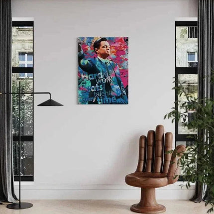 Hard Work Beats Talent - Jordan Belfort - Leinwandbild Pop Art (Canvas) kaufen bei Linkreich – Jetzt entdecken!
