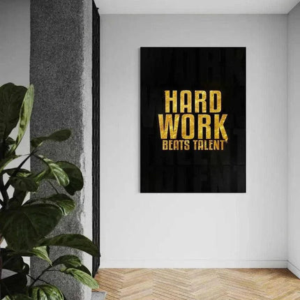 Hard Work Beats Talent - Leinwandbild Motivation (Canvas) kaufen bei Linkreich – Jetzt entdecken!