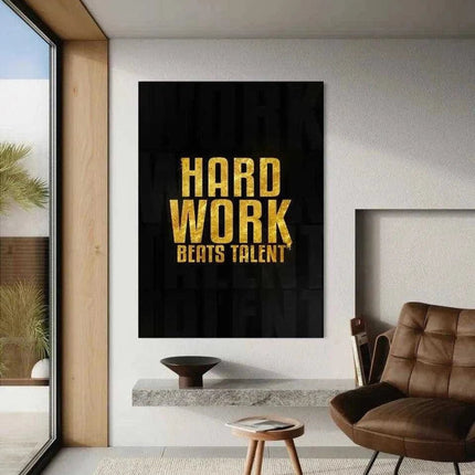 Hard Work Beats Talent - Leinwandbild Motivation (Canvas) kaufen bei Linkreich – Jetzt entdecken!