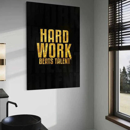 Hard Work Beats Talent - Leinwandbild Motivation (Canvas) kaufen bei Linkreich – Jetzt entdecken!