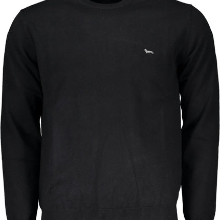 SEO. HARMONT & BLAINE Herrenpullover schwarz – Langärmliger Rundhals mit Logo - Stickerei - Schwarz Linkreich