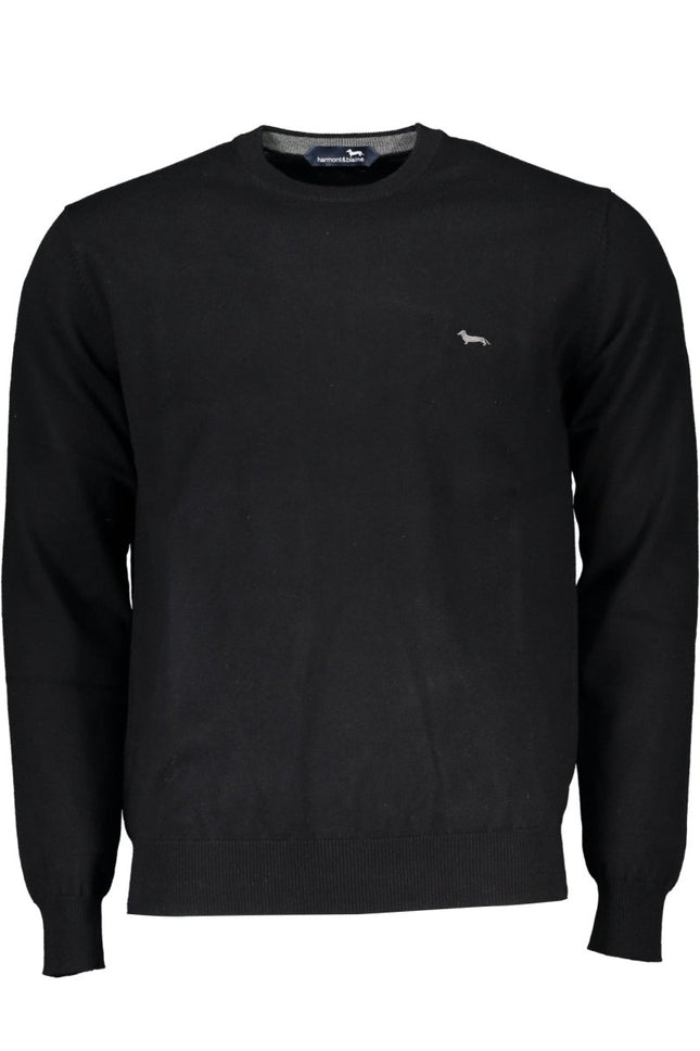 SEO. HARMONT & BLAINE Herrenpullover schwarz – Langärmliger Rundhals mit Logo - Stickerei - Schwarz Linkreich