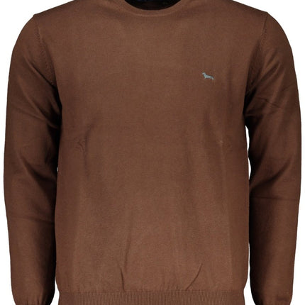 SEO. HARMONT & BLAINE Herrenpullover schwarz – Langärmliger Rundhals mit Logo - Stickerei - Braun Linkreich