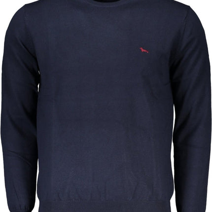 SEO. HARMONT & BLAINE Herrenpullover schwarz – Langärmliger Rundhals mit Logo - Stickerei - Blau Linkreich