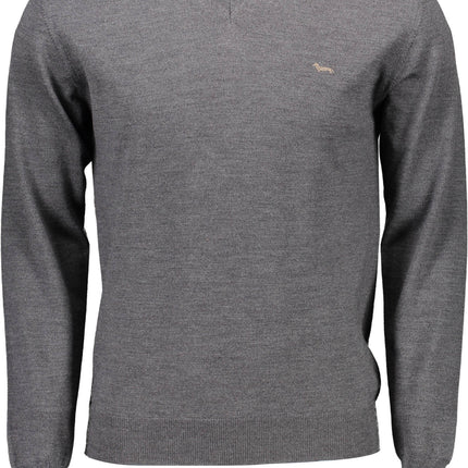HARMONT & BLAINE Herrenpullover grau – V-Ausschnitt aus 100% Lana | soulluna.de