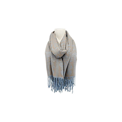 Damen Brokat Schal / Paisley Muster: Fransenschal seidig weich 175x70cm