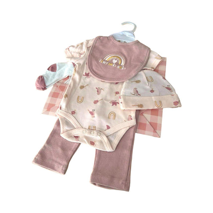 Baby Starter-Set » Geschenk Set aus Body, Hose, Lätzchen, Socken & Mütze » Geschenkidee für Babyparty » Baby Geschenk-Set für die Babyparty