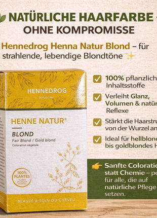 Hennedrog Henna Natur Neutral 90 g – Natürliche Haarpflege - Linkreich