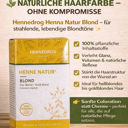 Hennedrog Henna Natur Neutral 90 g – Natürliche Haarpflege - Linkreich