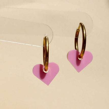 Dopamine Love Herz Creolen - rosa