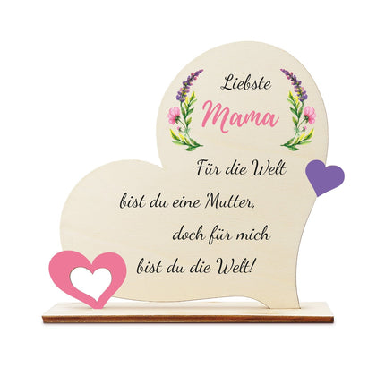 SEO. Herz Holzaufsteller "Liebste Mama" zum Muttertag - Für mich Linkreich