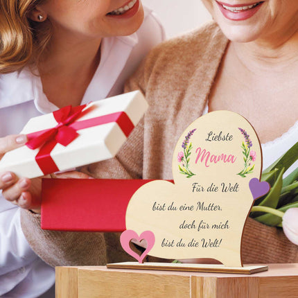SEO. Herz Holzaufsteller "Liebste Mama" zum Muttertag - Für mich Linkreich